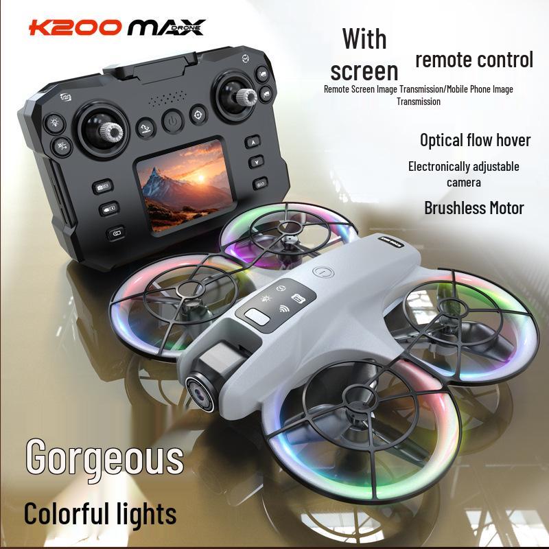 K200 Drone: Brushless, Screen-Integrated, Optical-Flow Positioning, Color Lights, Fully Protected Remote-Controlled Aircraft.