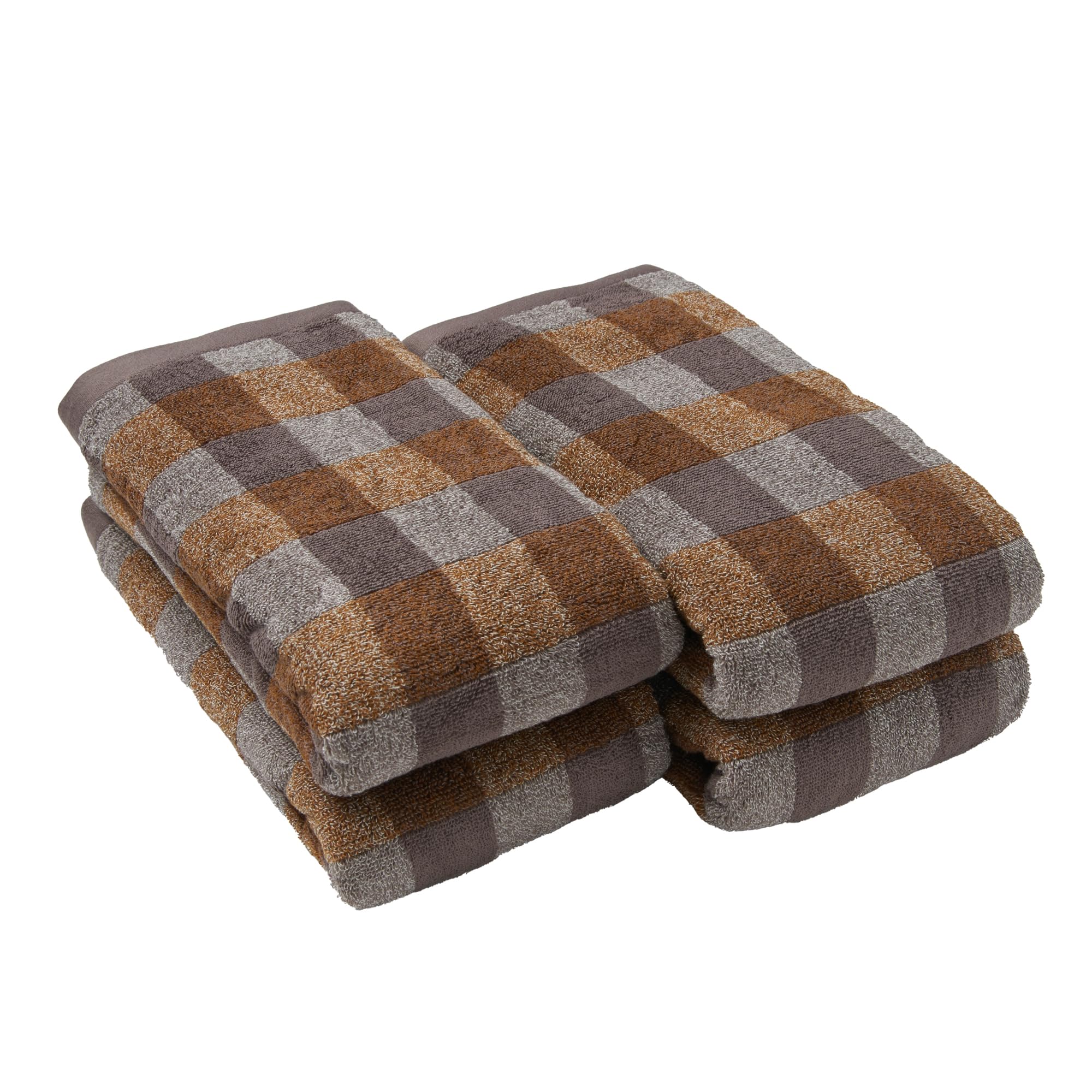 

MUJI Fluffy Pile Bath Towel Set of 4 60 x 120 cm Smoky Yellow 84345746 (Patterned) Check/Soft