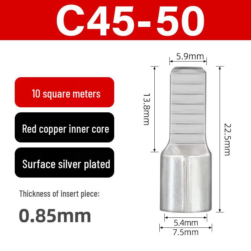 C45 Purple Copper Circuit Breaker Terminal Lug Insert - Cold Crimp Wire Connector Splicing Terminal.