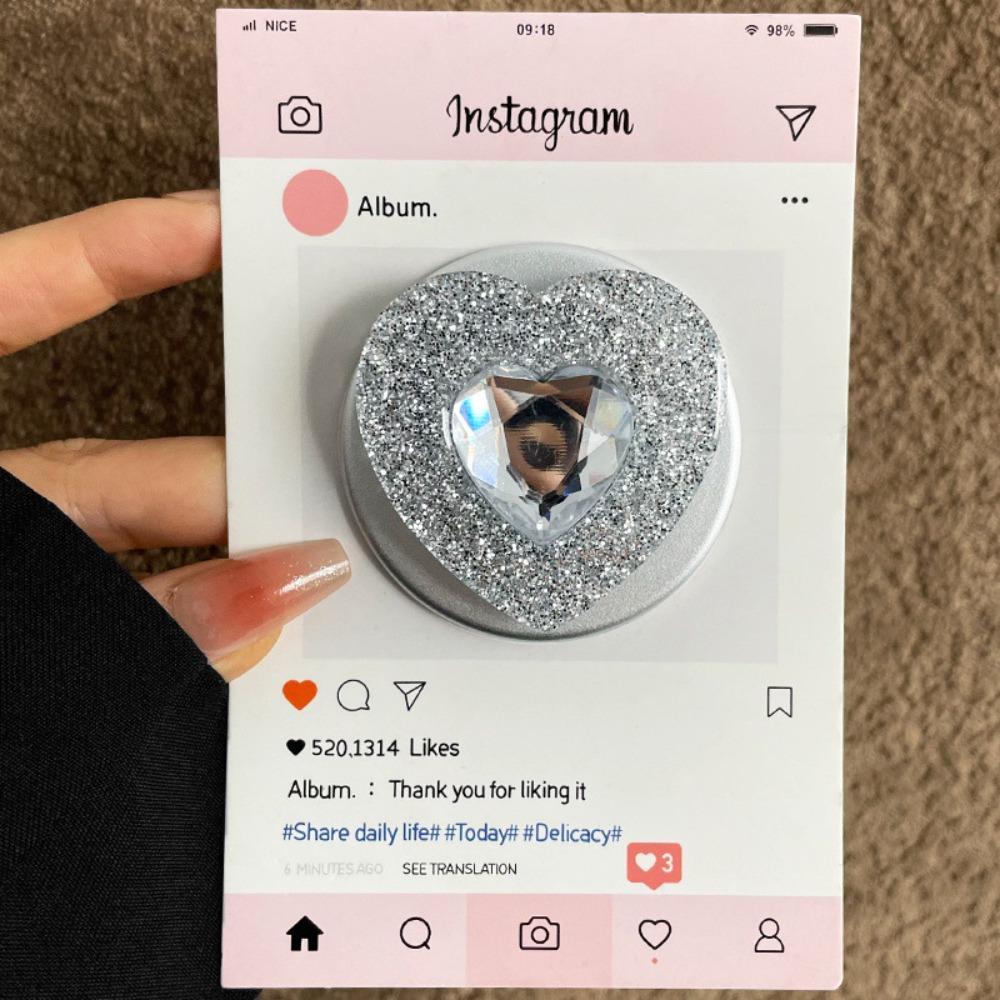 For Magsafe Magnetic Phone Holder Luxury Glitter Rhinestone Heart Simple Design Expandable Foldable Strong Magnetic Airbag Stand