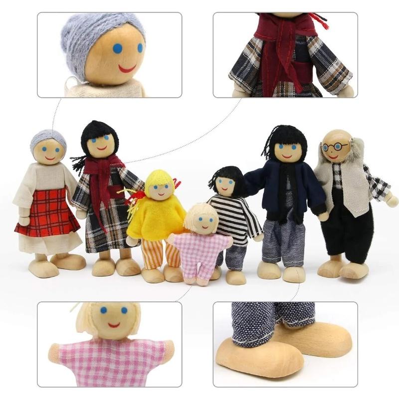 Handcrafted Wooden Family Puppets Jointed And Lifelike Ideal For Display Or Play