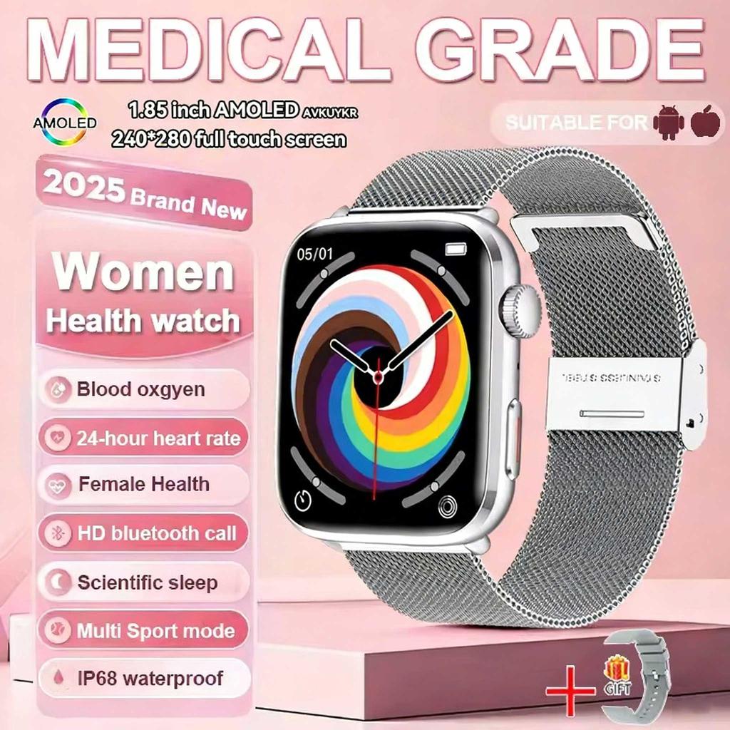 1.85-inch AMOLED Screen Smart Watch Women Bluetooth Call NFC Heart Rate Blood Pressure Blood oxygen Lady Sleep Smartwatches 2026