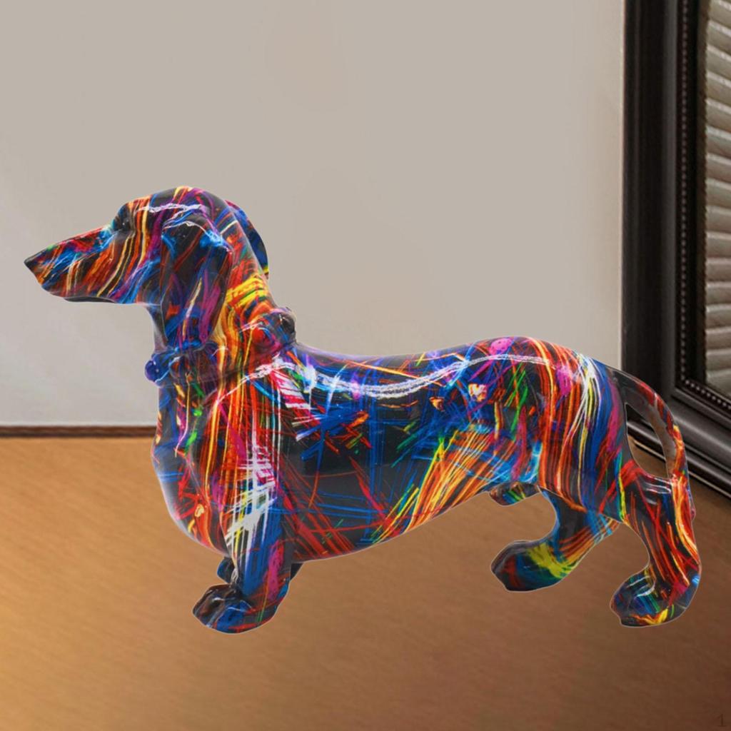 Statua Bassotto Cane Statuetta Ornamento da Esposizione Scultura per Soggiorno Regalo Inaugurazione Casa Armadio