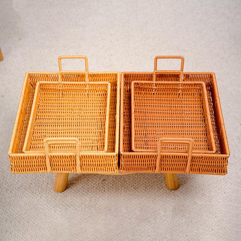 

Двуручный поднос для хранения из имитации ротанга для десертов и косметики Small Brown Tray