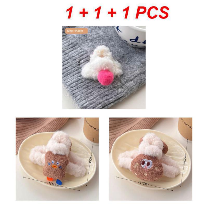 1/2/3Pcs Plush Heart Hair Clips For Women Autumn Winter Fur Hair Crab Clip Elegant Shark Hair Claws Headwear Hair Accessories