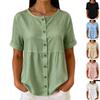 Women's Casual Short Sleeve Button Down Shirt, Color, Cotton Linen, Loose Fit