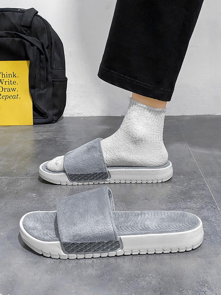 Men's Retro Plush Cotton Slippers - Casual, Comfortable, Versatile, and Perfect for Home or Outdoor Use.
