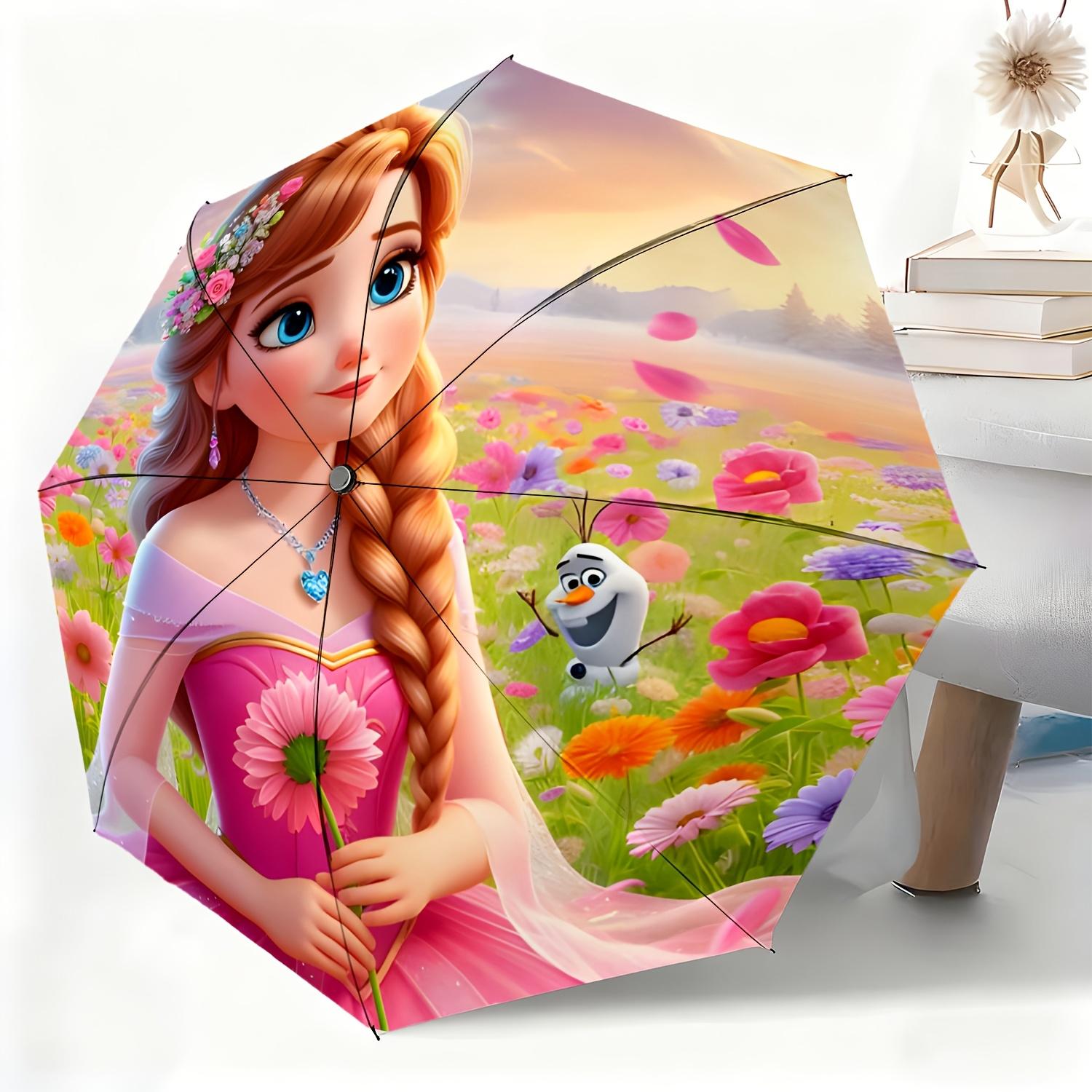 

1pc Disney Frozen Princess Anna Fully Automatic Umbrella, All-Occasion Dual-Use Sun and Rain Umbrella, Portable Folding Umbrel (as the picture,Iron&8K)