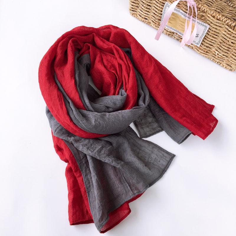 Japanese Autumn and Winter Versatile Splicing Cotton Scarf Winter Warm Shawl Scarf  Large-sized Two-tone Scarves 75*190cm