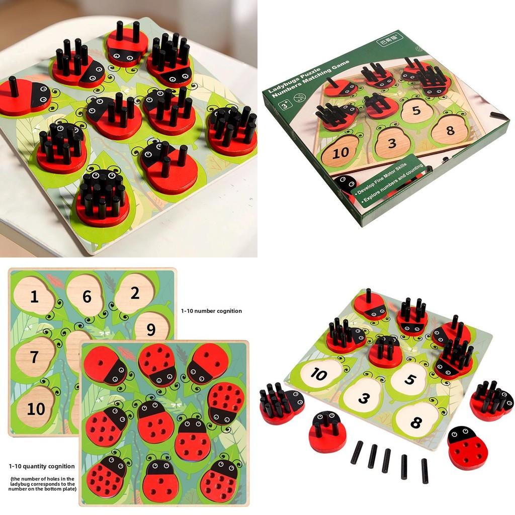 Holz-Insekten-Marienkäfer-Zuordnungsspiel für Kinder Pädagogisch Feinmotorik Gleichgewicht Eltern-Kind-Spiel