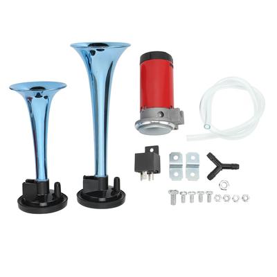 Doppelhorn-Lufthorn-Kit mit Kompressor 130dB 530 680Hz 12V Universell für LKW Auto SUV Yacht