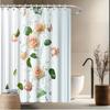 Elegant Pink Roses & Green Leaves Shower Curtain, Water Splash Design, Fade-Resistant Polyester,  Bath Decor