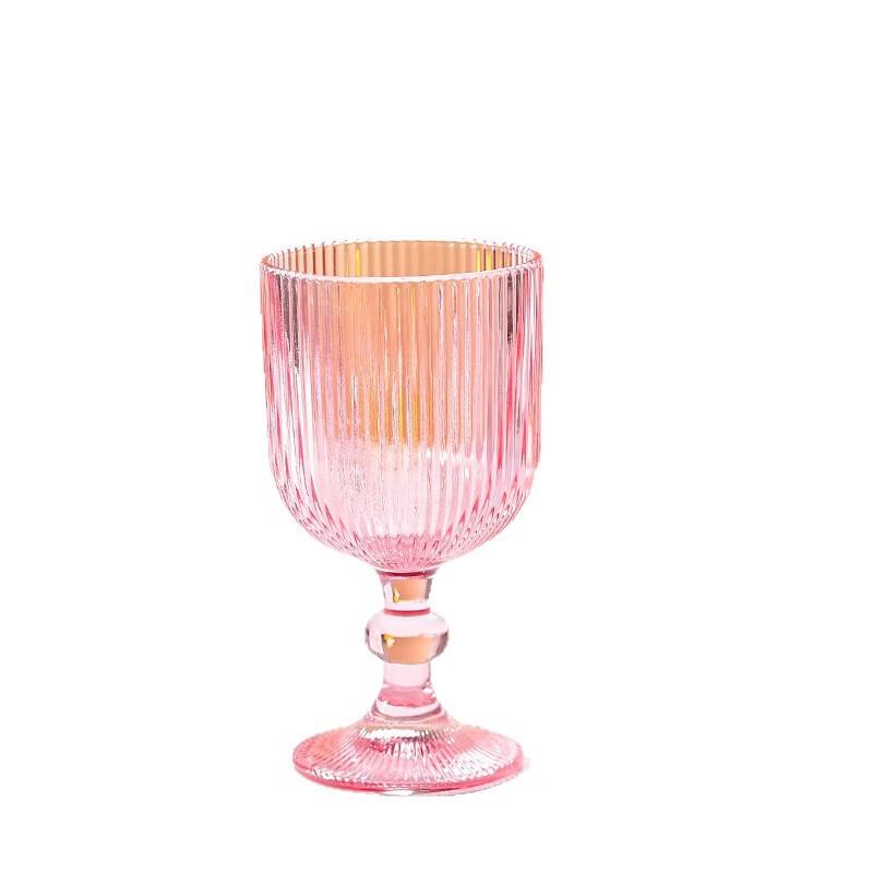 Shangqi Pink Vertical Stripe Stemmed Glass Set
