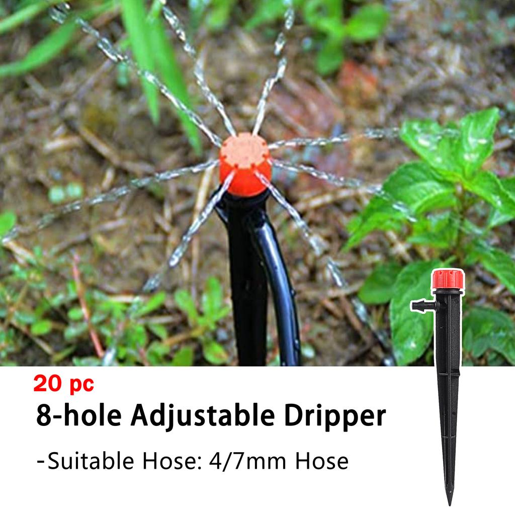 4/7mm Adjustable Dripper Drip Irrigation System Kit 360° Sprinkler Water Flow Transmitter For Garden Courtyard Lawn Flower Bed