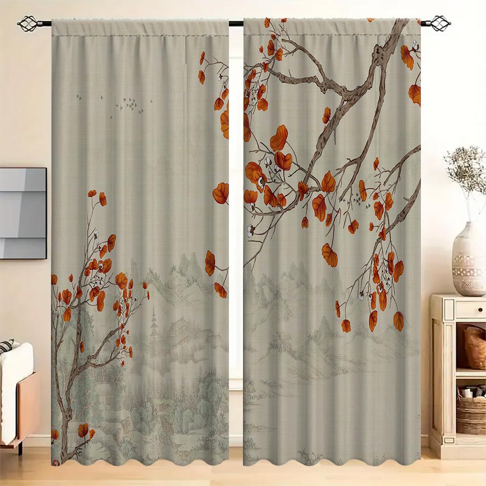 

2 шт. Домашние шторы с цветами и птицами, с пейзажным фоном и кулиской, Кухня, Кофейня, Гостиная, Бэкон 75x166cm
