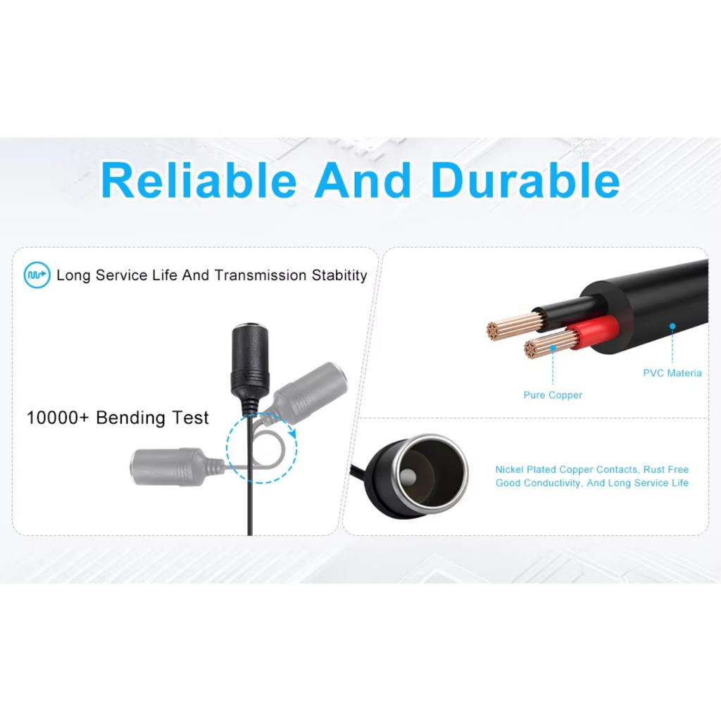 Elough Type-C To Lighter Female Socket 5V 12.8V Adjustable Voltage Converter Power Adapter PD Cable Extender