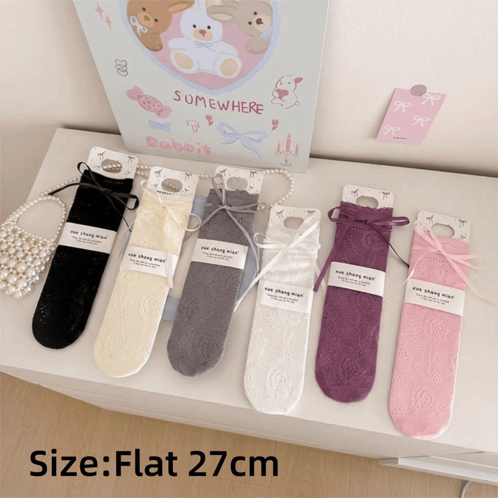 1 Pair Lace Trim Lace Socks Thin Material Lolita Socks Cute Style Slouch Socks Casual Wear
