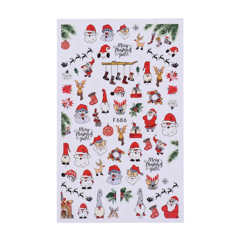 Adhesive Cute Snowman Nail Stickers Snowflake Elk Christmas