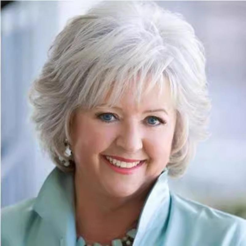 

Curly Wig Synthetic Short Wigs for Women Natural Hair Grey Wig with Bangs Cosplay Costume Old Woman Elegant Ladies Wig