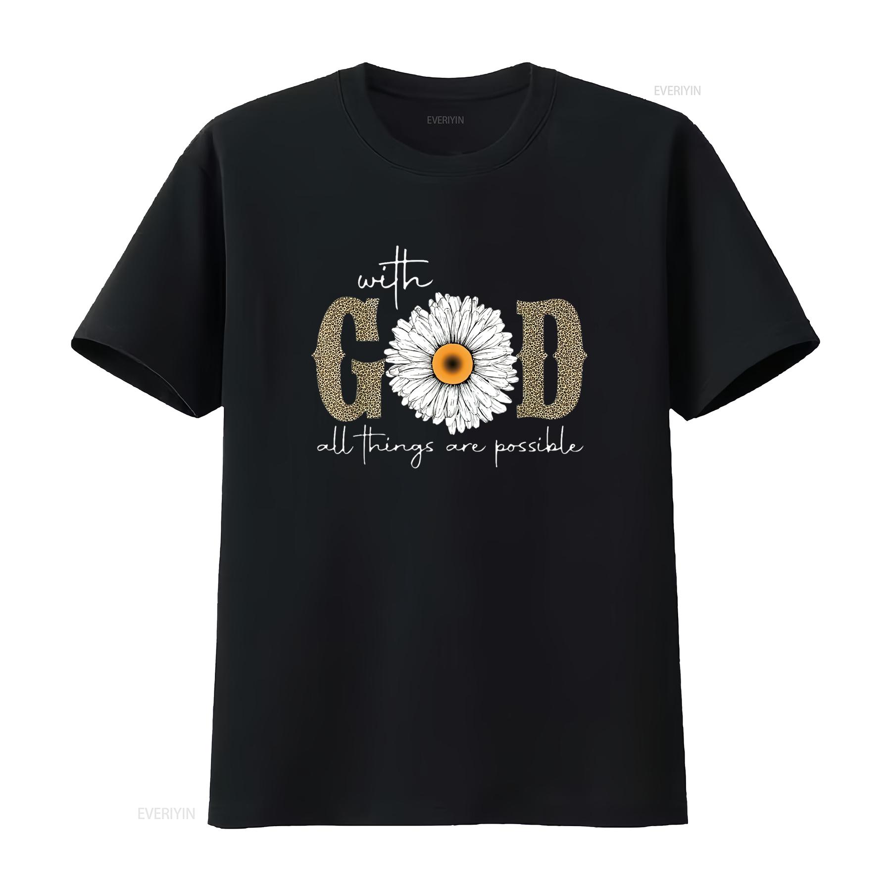 

Faith For Women Christian With God All Things Are Comfortable T Shirt Fashionable Design vintage Washed Casual 4XL