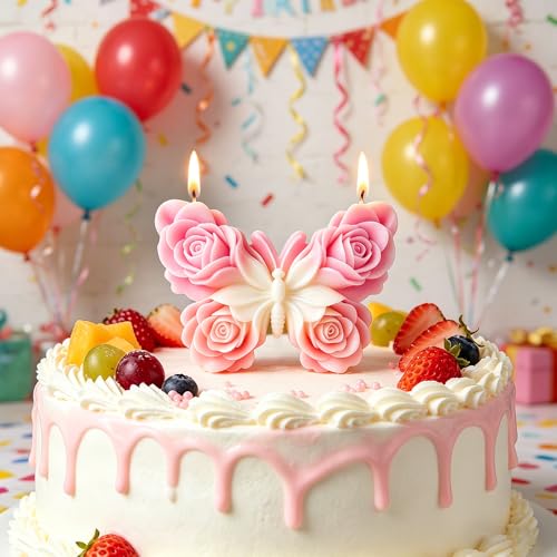 1-1pc DIY Rose Butterfly Silicone Mold Handmade Aroma Candle Soap Gypsum Epoxy Resin Casting Mould Party Candle Making Supplies