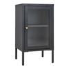 Small Sideboard with 1 Door, 38x35x70 Cm, In Glass and Black Metal