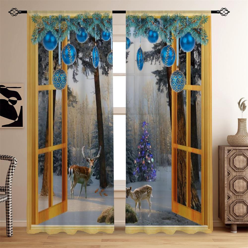 

2 шт. Снеговик Рождество С Новым годом Печатный занавес для спальни Офис Кухня Гостиная Кабинет Окно Декор для дома W50 X H130(CM)X2&Grommet Top