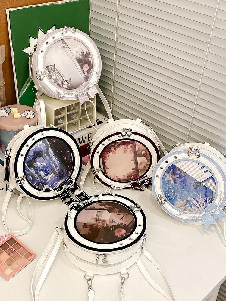 British Style Navy Small Ita Crossbody Backpack - Women's Transparent Shoulder Bag