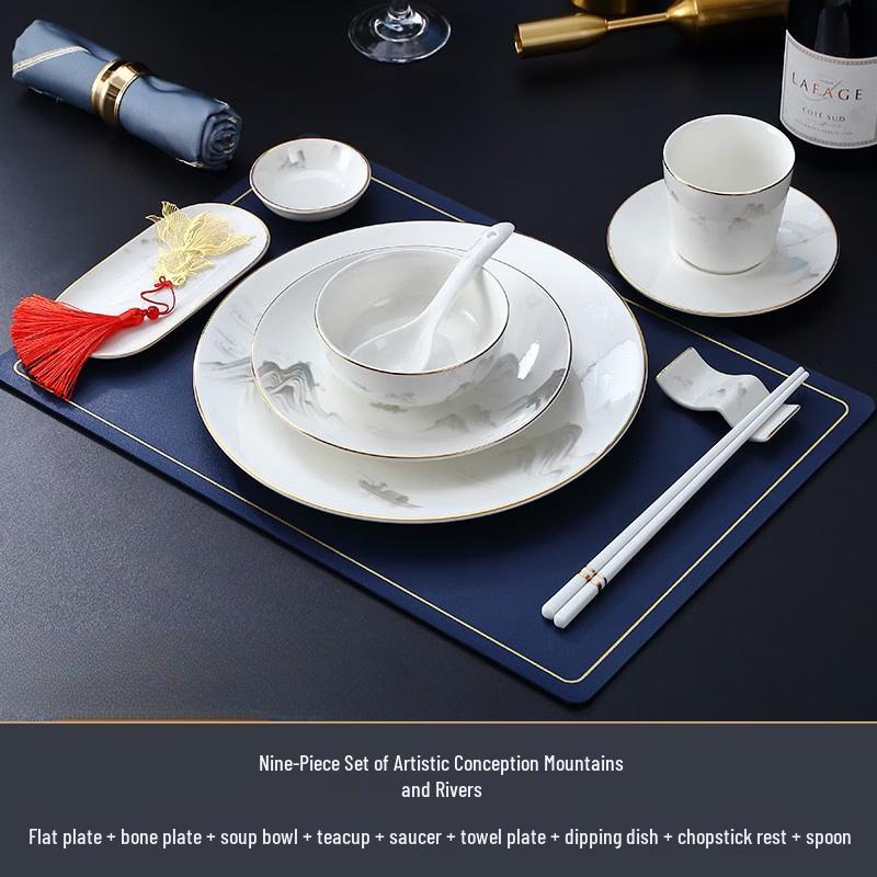 

Artistic Gold-Rimmed Bone China Dining Set