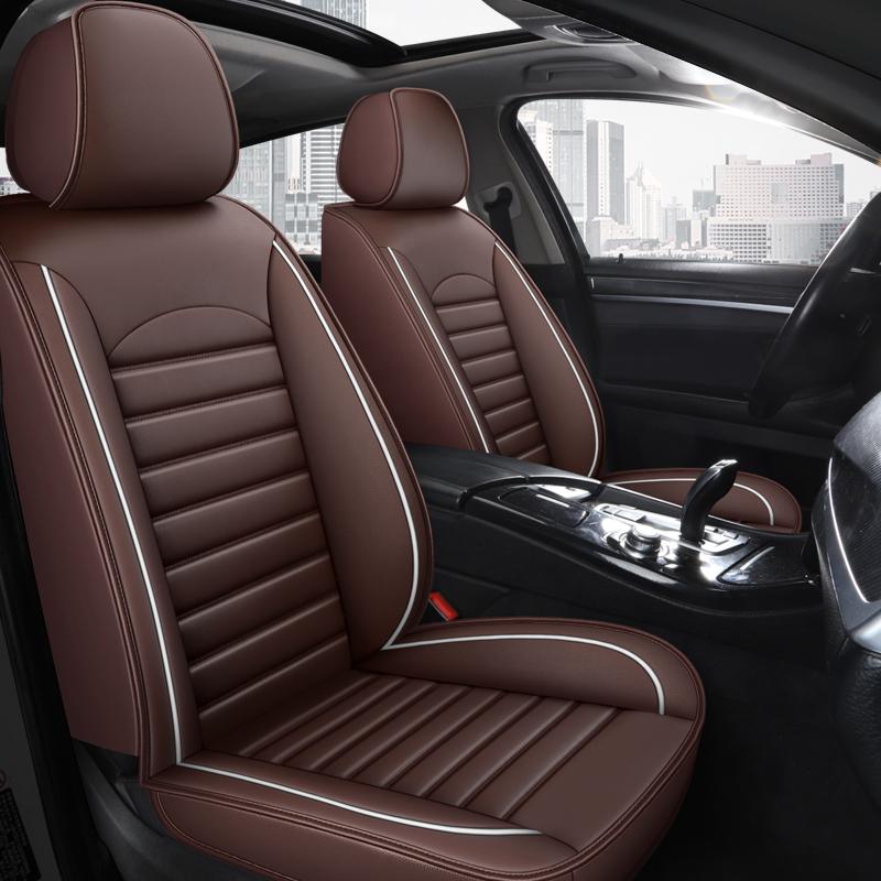 Front Car Seat Cover, Waterproof and Wear-Resistant Leather, Full Coverage Car Seat Protector Fits Most Automotive, Van, SUV