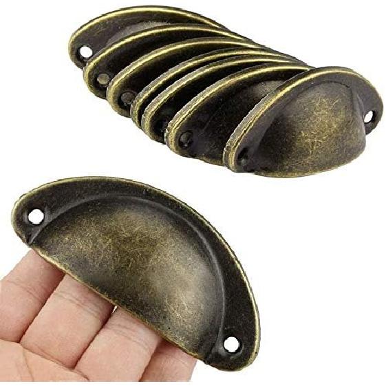 12 pcs Shell Cup Handles -Iron Shell Cup Semicircle Handle Pull,Shell Pull Handles for Kitchen Cupboard Door,Dresser Drawer