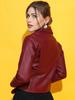 Schlanke Biker Rot Kastanienbraun Jacke Damen Lammleder Weiche Echtlederjacke Motorrad