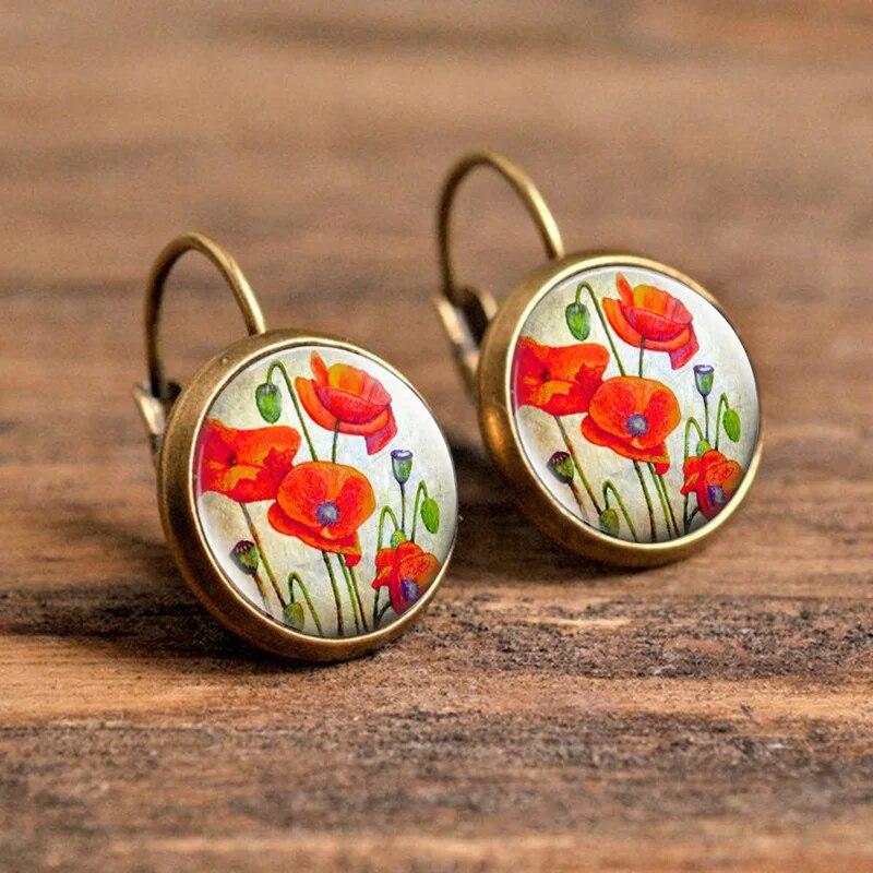 

Серьги из стеклянного сплава с цветочным куполом, модные женские подарочные украшения