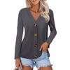 Women's Fashion Casual Solid Color Button-down Shirt Long Sleeve Tops