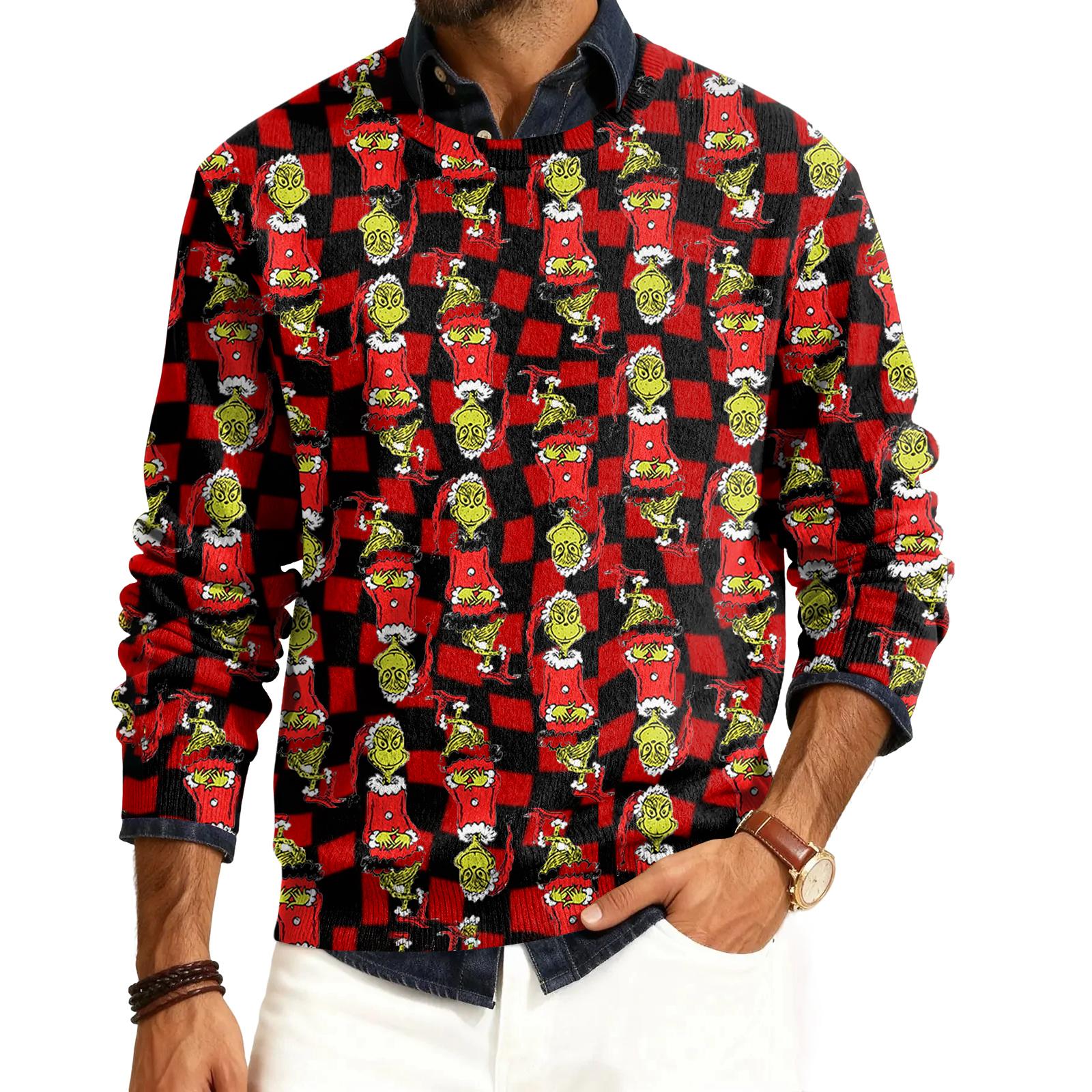 

Мужской пуловер с круглым вырезом, длинными рукавами и рубчатой вязкой M киноварь