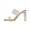Transparent high heels 2025 new fashion sexy crystal thick heel sandals slippers women's summer outer wear temperament middle heel