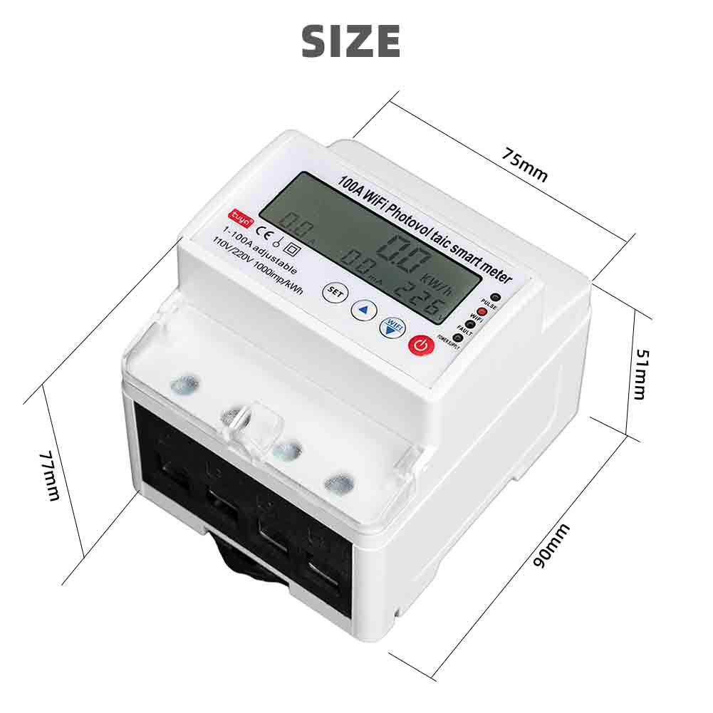 WiFi Smart Circuit Breaker with Bidirectional Metering & Voltage Protection, Prepaid Electricity Metering, Auto Reclosing & Timing Functions