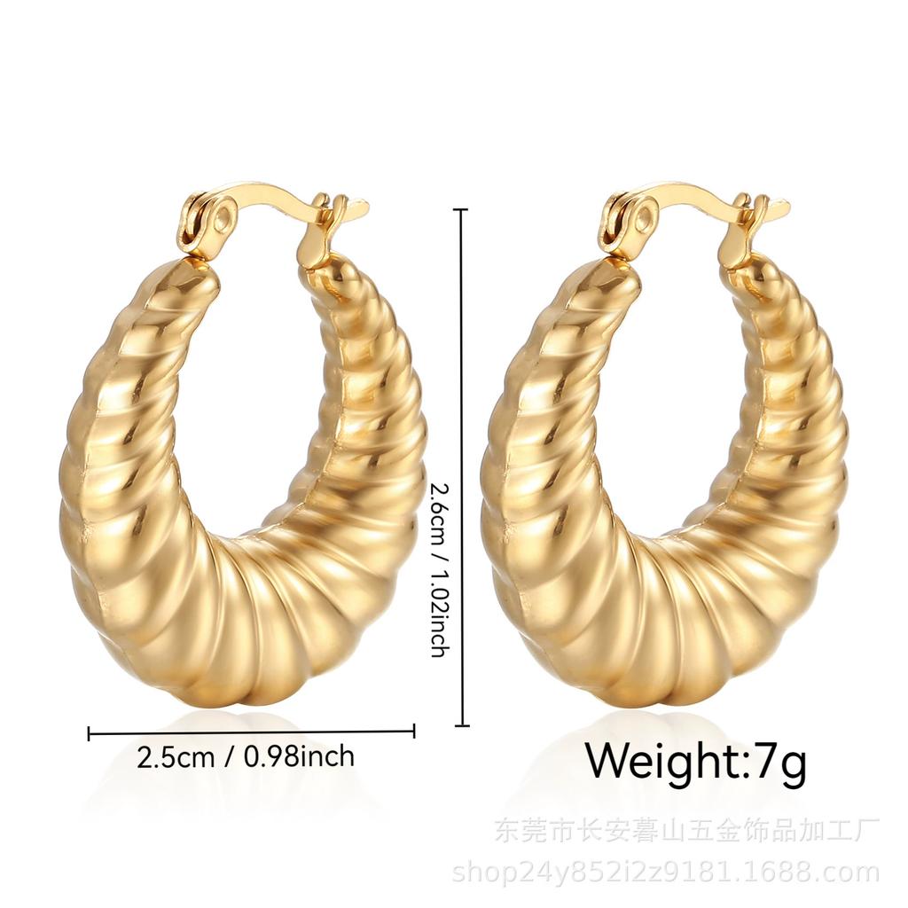 Stainless Steel Chunky Hoop Earrings for Women Teen 18K Gold Plated Hypoallergenic Thick Huggie Hoop Jewelry for Christmas Gifts