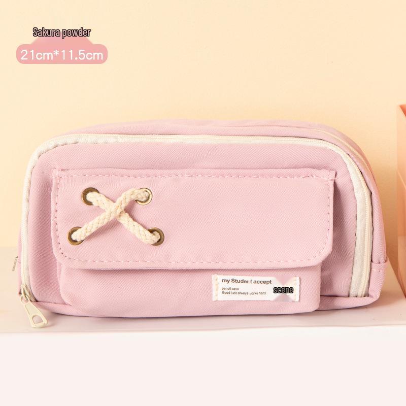 Hemp Rope Large Capacity Pencil Case: Layered Storage for Middle & Elementary Students 2024