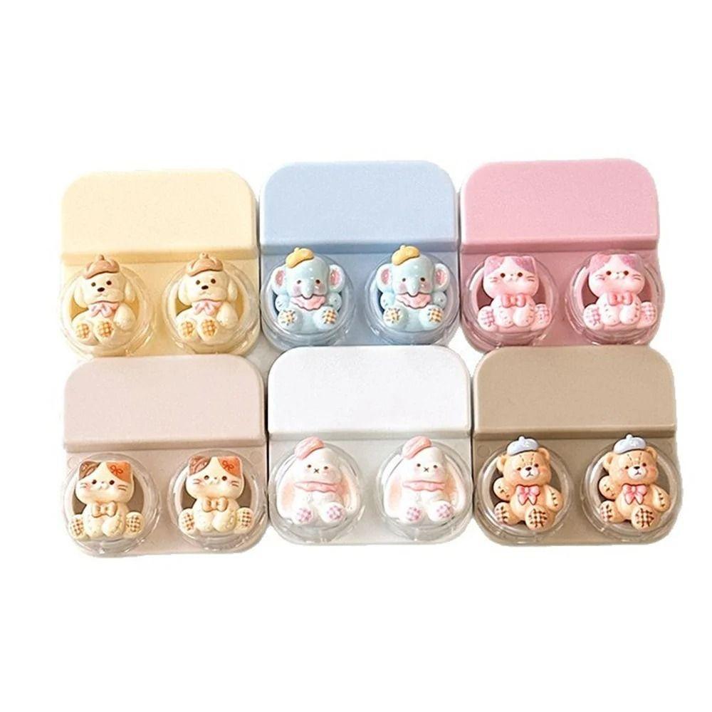 Cartoon Lens Box With Tweezers Drawer-Style Lens Case Portable Contact Lens Case  Travel