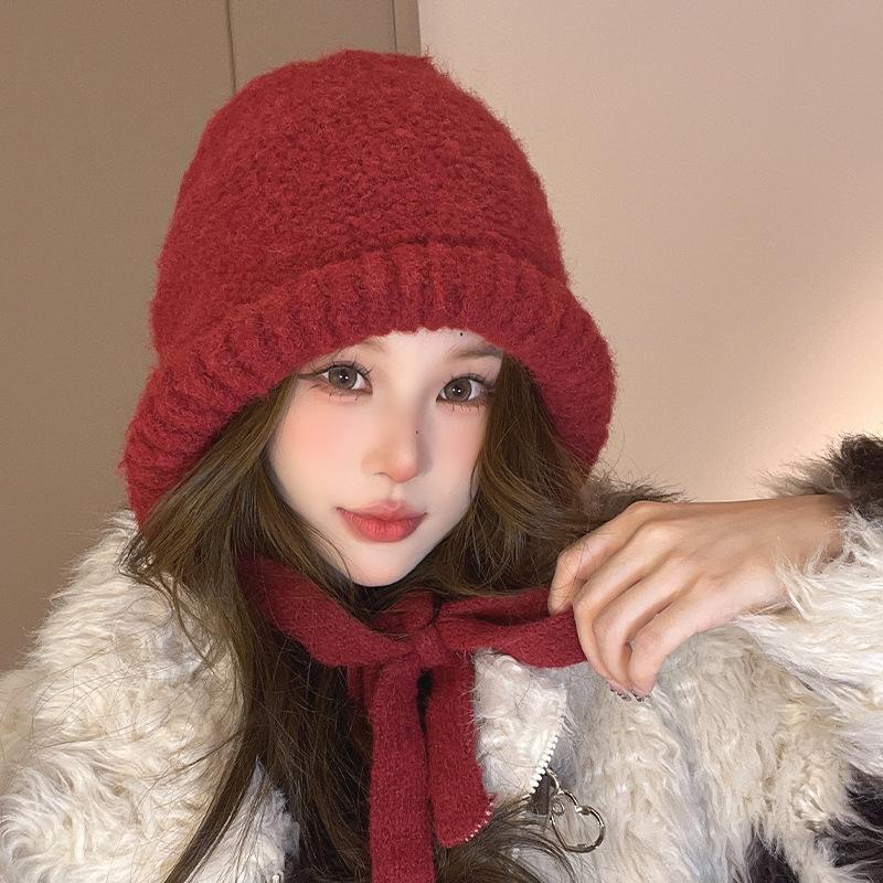 Balaclafa Hat for Women's Winter Warmth Lei Feng Hat Ear Protection Knitted Bag Pullover Hat