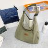 New student canvas bag fashionable solid color shoulder messenger bag large capacity tote bag casual