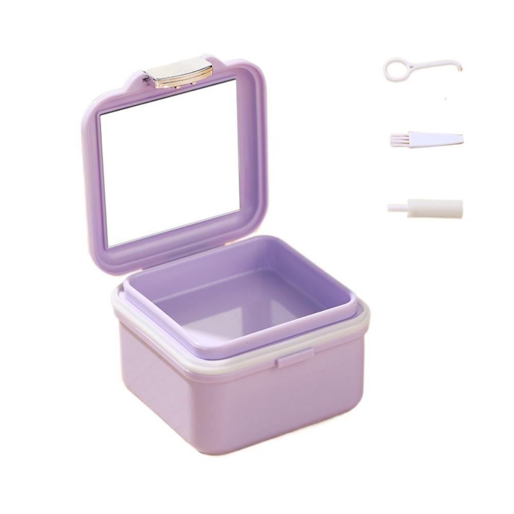 

Sealed Orthodontic Retainer Case Dustproof Denture Bath Container Teeth Care фиолетовый
