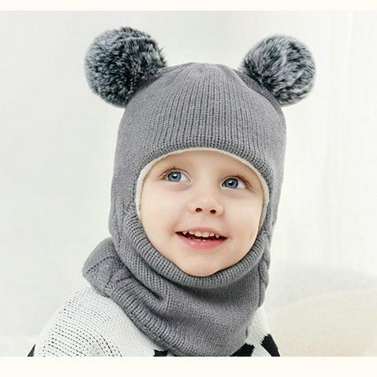 Children’s Fleece-Lined Knit Hat and Scarf with Ear Protection for Winter