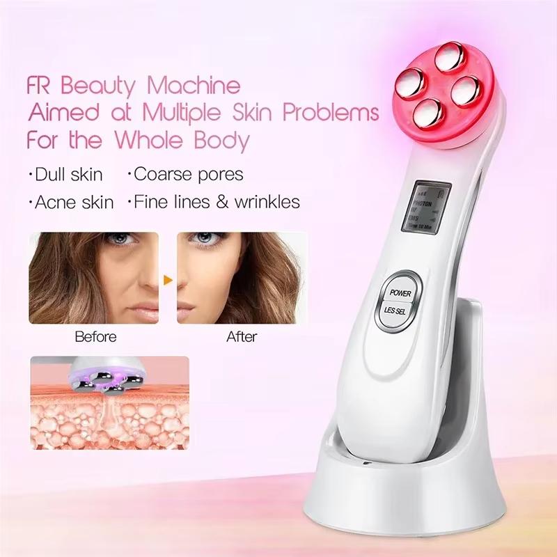 5-IN-1 RF Radio Frequency EMS Electroporation LED Photon Beauty Device Face Massager Skin Lifting Tighten Skin Care Anti-Wrinkle