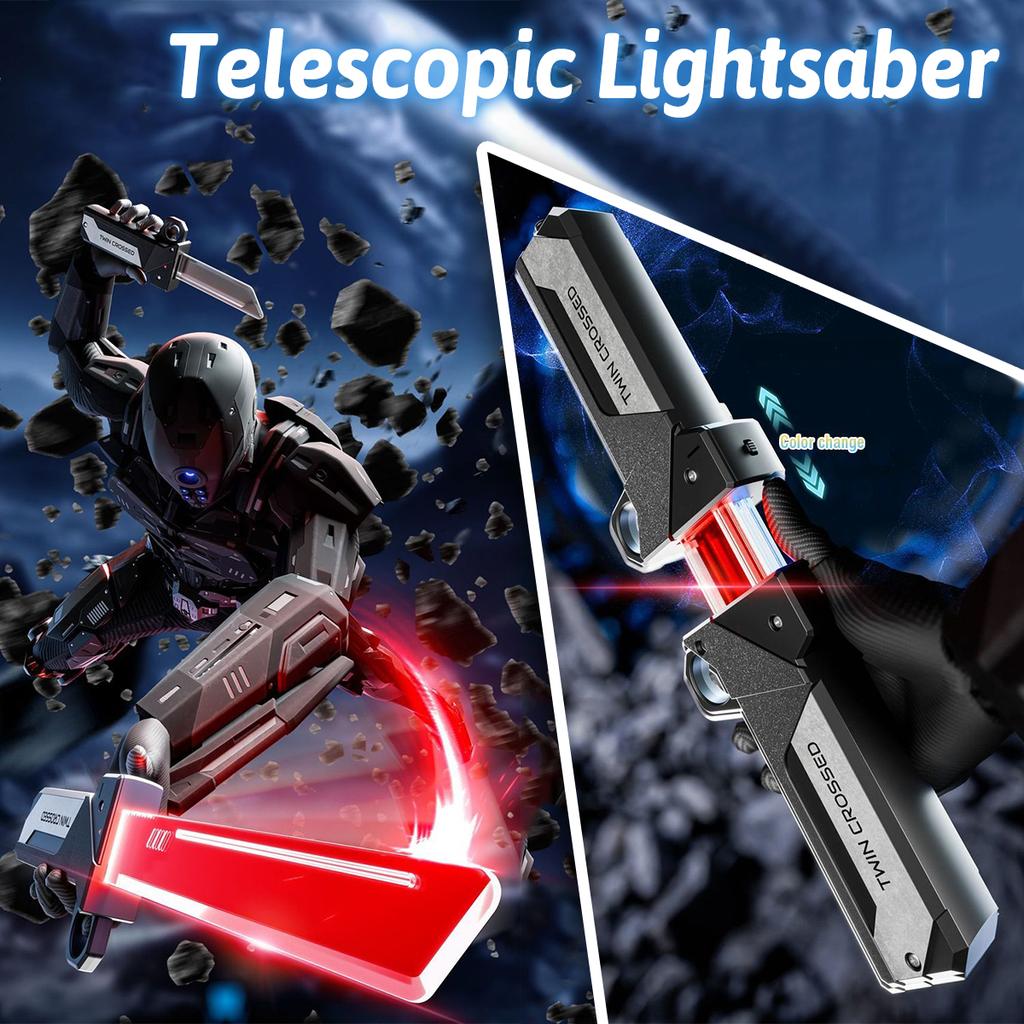 Non-Toxic Double-Bladed Lightsaber Extendable Light-Up Sword Toy Led Flashing Stress Relief Toy For Children Kids Interactive Cosplay Birthday