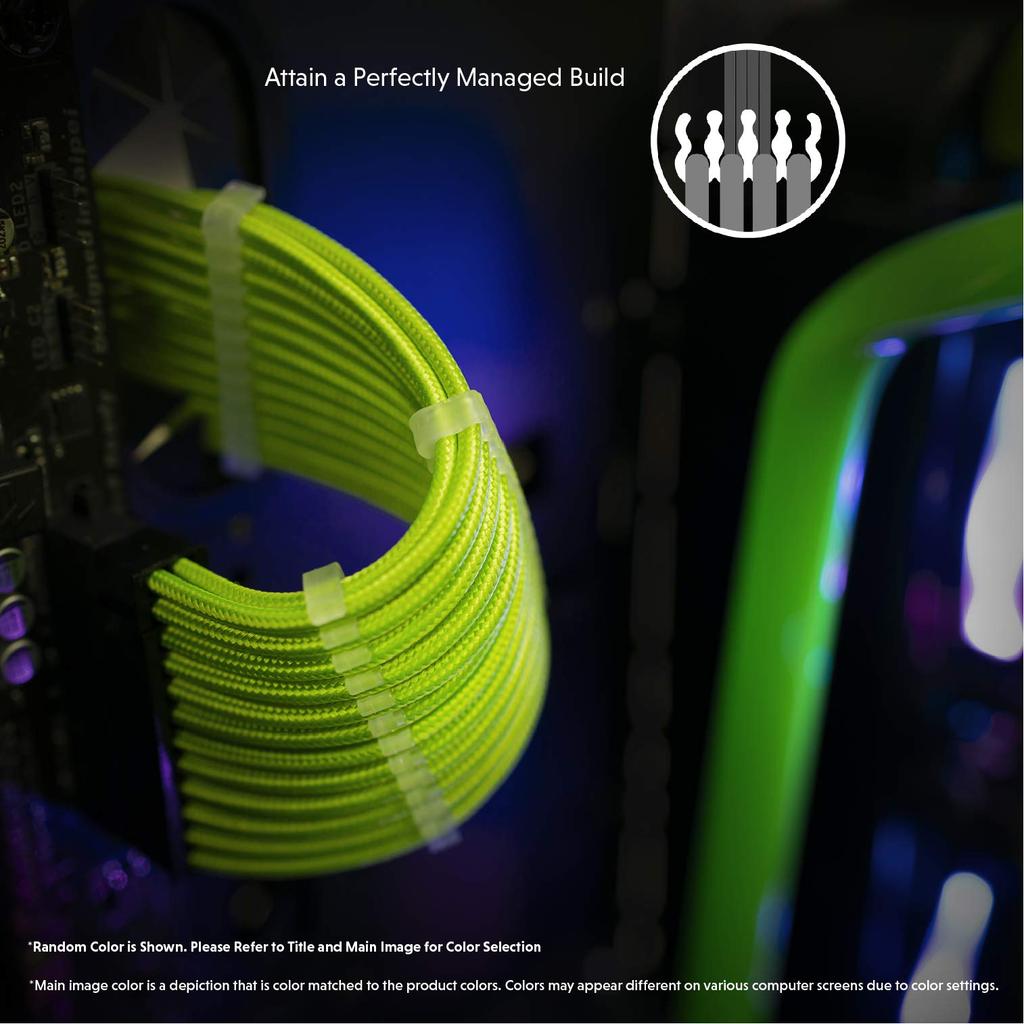 LINKUP 50cm Super Soft Flexible PSU Cable Extension Sleeved Custom Mod PC Power Delivery Combed Braided 5 Pieces 1x 24 P 2x 8 P CPU 2x 8 P GPU 500mm
