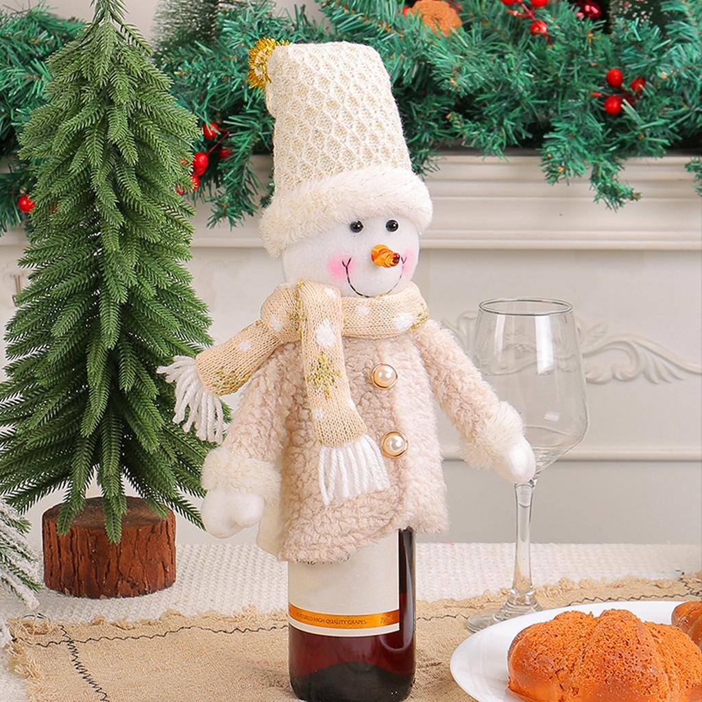Panenka Obal na láhev vína Roztomilý Dekorační sáček na láhev červeného vína Vánoční dekorace na stůl pro atmosféru