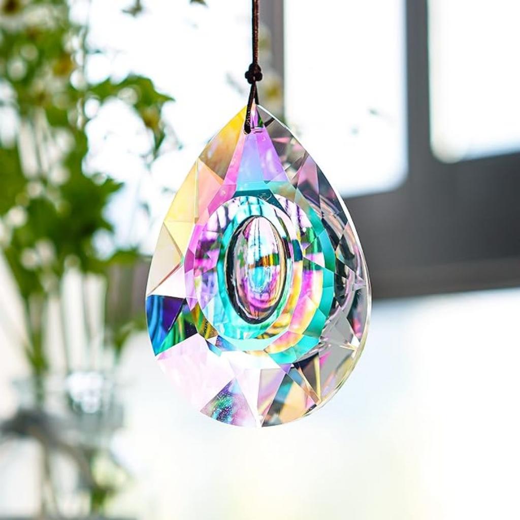 Large Crystal Rainbow Prism Pendant Sun Catcher Hanging Decor with Light Refraction Wedding Decor Home Wedding Party Decoration