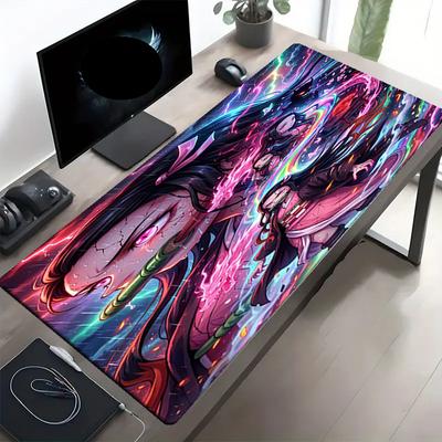 Demon Slayer Print Mouse Pad, Anti‑Slip Desktop Keyboard Mat, for PC Laptop Gaming Working Daily Use, Cool Festival Surprise Gift